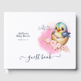Niedliche Kawaii Egg Bird Elegante Floral Baby Dus Gästebuch