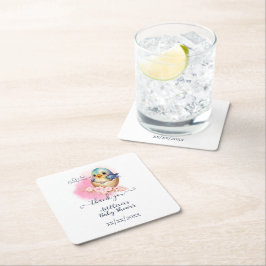 Niedliche Kawaii Egg Bird Elegante Floral Baby Dus Rechteckiger Pappuntersetzer