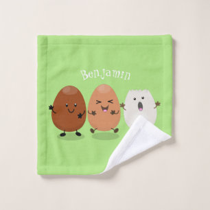Niedliche Kawaii-Eier — lustige Cartoon-Illustrati Badhandtuch Set
