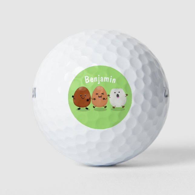 Niedliche Kawaii-Eier — lustige Cartoon-Illustrati Golfball (Vorderseite)