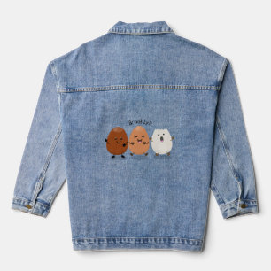 Niedliche Kawaii-Eier — lustige Cartoon-Illustrati Jeansjacke