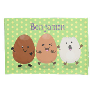 Niedliche Kawaii-Eier — lustige Cartoon-Illustrati Kissenbezug