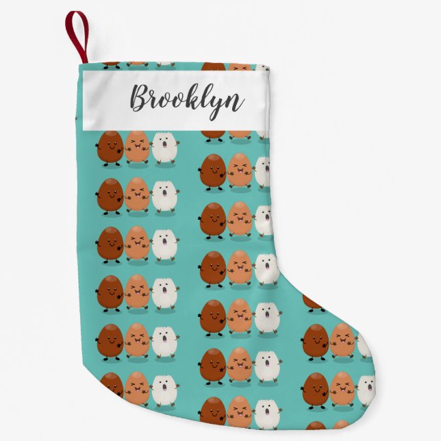 Niedliche Kawaii-Eier — lustige Cartoon-Illustrati Kleiner Weihnachtsstrumpf (Vorderseite)