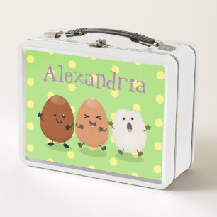 Niedliche Kawaii-Eier — lustige Cartoon-Illustrati Metall Brotdose