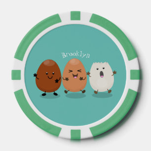 Niedliche Kawaii-Eier — lustige Cartoon-Illustrati Pokerchips