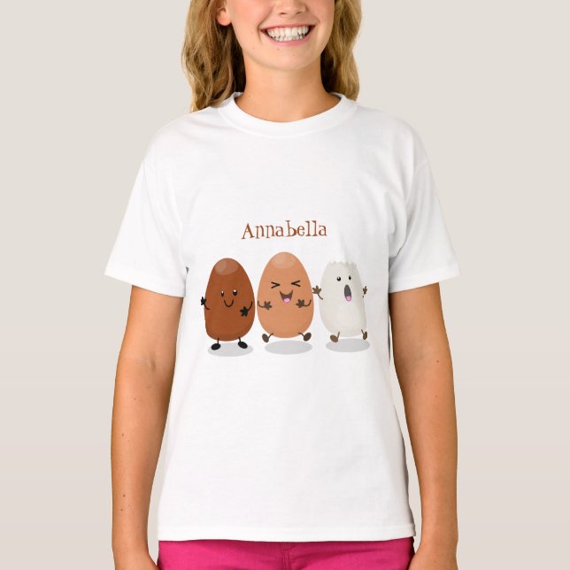 Niedliche Kawaii-Eier — lustige Cartoon-Illustrati T-Shirt (Vorderseite)