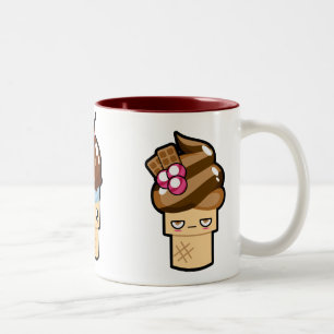 Niedliche Kawaii Eiscreme-Kegel-Tasse Zweifarbige Tasse