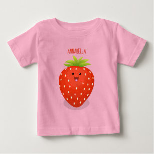Niedliche Kawaii Erdbeere Cartoon Abbildung Baby T-shirt
