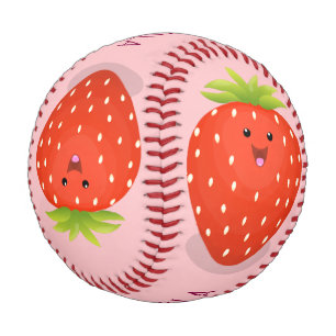 Niedliche Kawaii Erdbeere Cartoon Abbildung Baseball