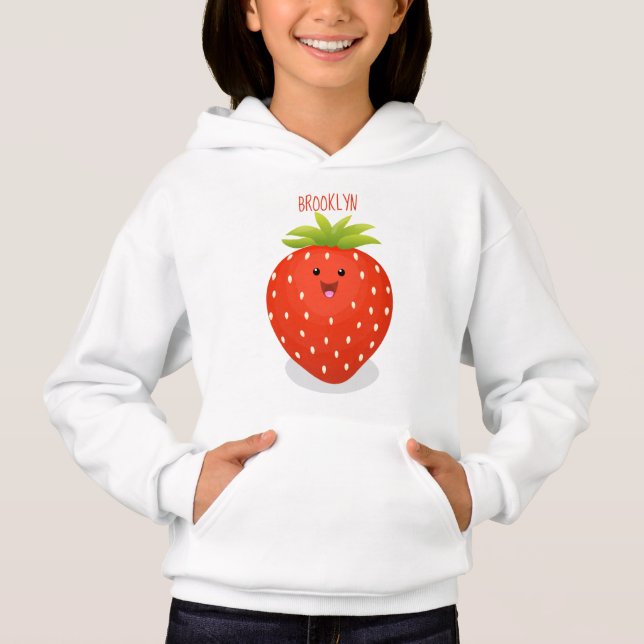 Niedliche Kawaii Erdbeere Cartoon Abbildung Hoodie (Vorderseite)