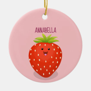 Niedliche Kawaii Erdbeere Cartoon Abbildung Keramik Ornament