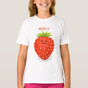 Niedliche Kawaii Erdbeere Cartoon Abbildung T-Shirt