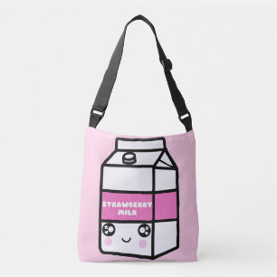 Niedliche Kawaii Erdbeere Milch Rosa Frauen Tragetaschen Mit Langen Trägern