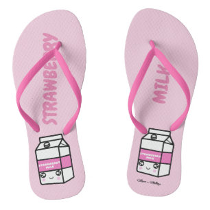 Niedliche Kawaii Erdbeermilch Freunde Süßmilch Flip Flops