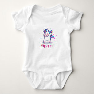 Niedliche Kawaii farbenfrohe Regenbogen Einhorn Ha Baby Strampler