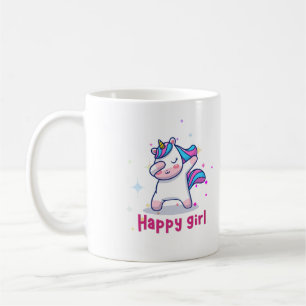 Niedliche Kawaii farbenfrohe Regenbogen Einhorn Ha Kaffeetasse
