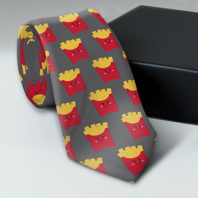 Niedliche Kawaii Fries - grau Krawatte (Trendy Neck Tie Pattern)