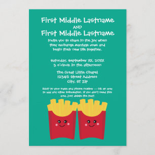 Niedliche Kawaii Fries mit Individuelle Name Einladung