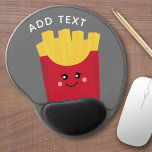 Niedliche Kawaii Fries mit Individuelle Name Gel Mousepad<br><div class="desc">Ein modernes zeichn einer französisch-frischen Kiste mit hellen Farben.</div>
