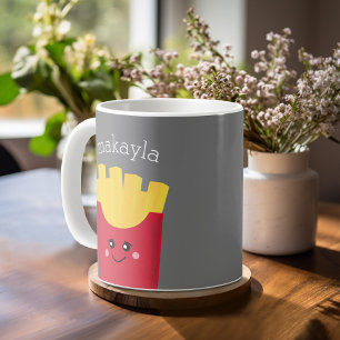 Niedliche Kawaii Fries mit Individuelle Name Kaffeetasse