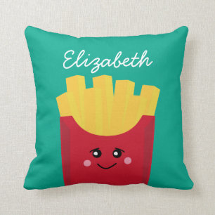 Niedliche Kawaii Fries mit Individuelle Name Kissen