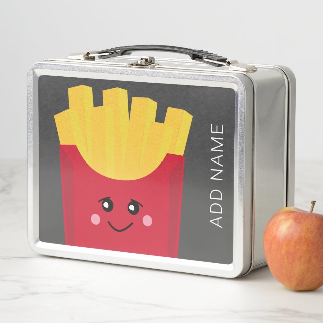 Niedliche Kawaii Fries mit Individuelle Name Metall Brotdose (Beispiel)