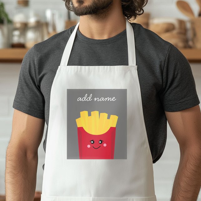 Niedliche Kawaii Fries mit Individuelle Name Schürze (Custom Apron with a Photo Collage)