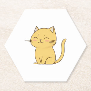 Niedliche Kawaii-Gelbe Katze zeichnend Untersetzer