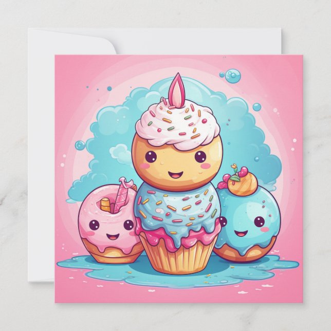 Niedliche Kawaii-Geschenkkarte (Vorderseite)