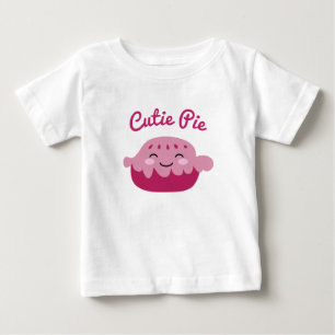 Niedliche Kawaii-Gesicht Apple Pie zeichnend Mädc Baby T-shirt