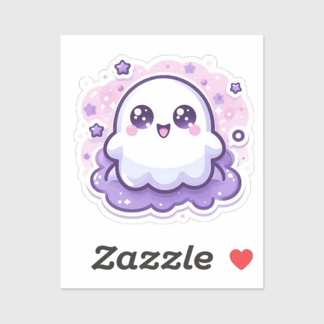 Niedliche Kawaii Ghost Sticker mit Sternen und Gli (Blatt)