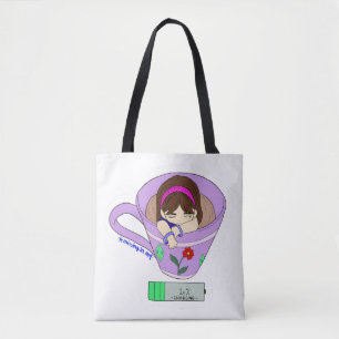 Niedliche Kawaii Girl Ladung in einer Tasse Tote T