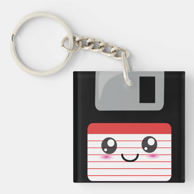Niedliche/Kawaii glückliche Diskette Schlüsselanhänger (Vorderseite)