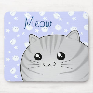 Niedliche Kawaii graue Tabby Kittykatze Mousepad