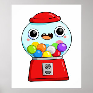 Niedliche Kawaii-Gumball-Maschine Poster
