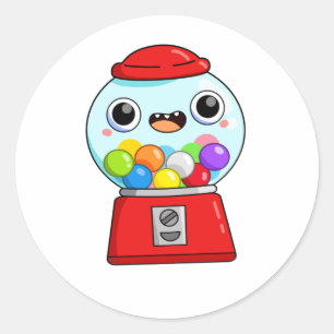 Niedliche Kawaii-Gummiballmaschine Runder Aufkleber
