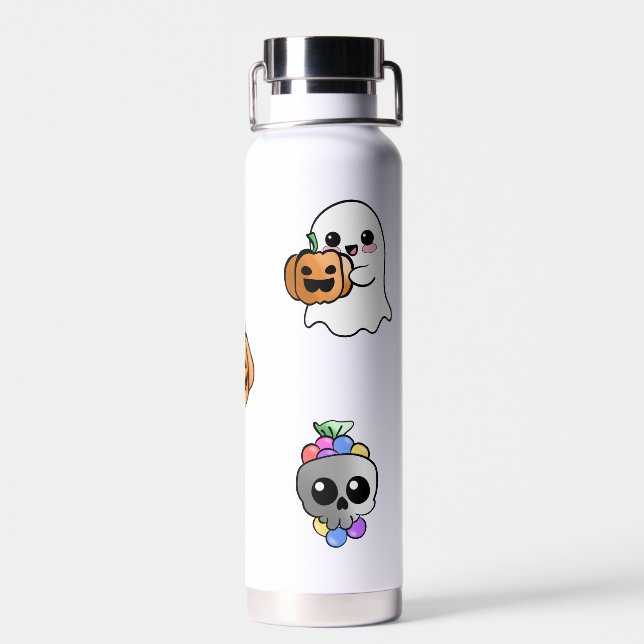 Niedliche Kawaii Halloween Designs Trinkflasche (Rückseite)
