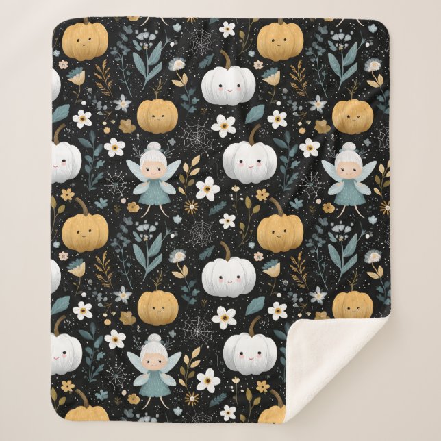 Niedliche Kawaii Halloween Fairy und Pastel Pumpki Sherpadecke (Vorderseite)