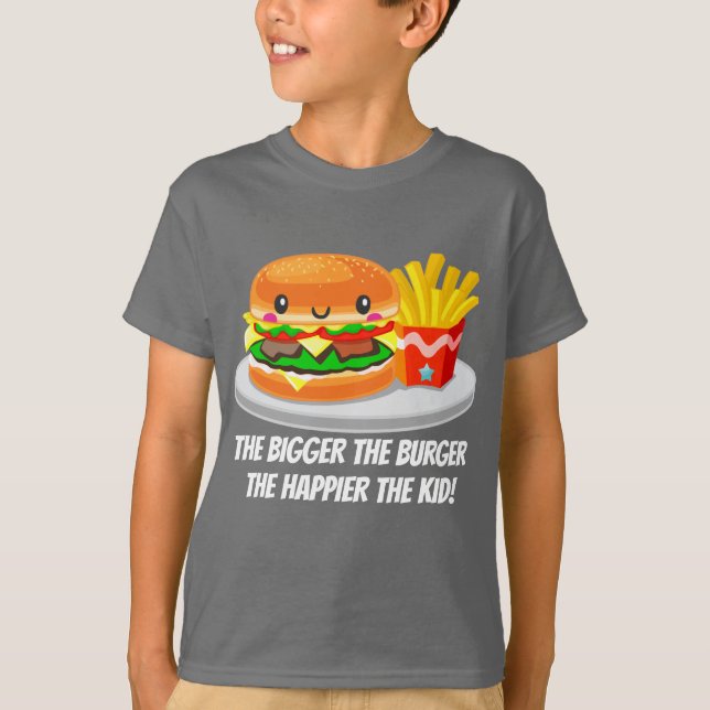 Niedliche Kawaii Hamburger Pommes Frites hinzufüge T-Shirt (Vorderseite)