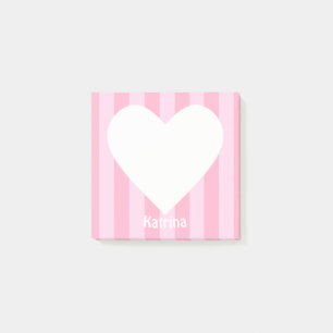 Niedliche Kawaii Herz Rosa Streifen Custom Post-it Post-it Klebezettel