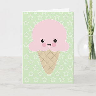Niedliche Kawaii Ice Creme Geburtstagskarte Karte