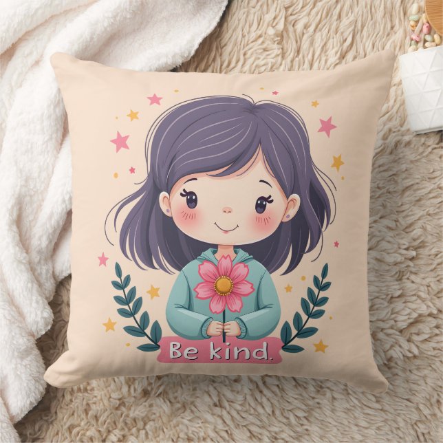Niedliche Kawaii-Illustration "Be Kind" - Großarti Kissen (Decke)