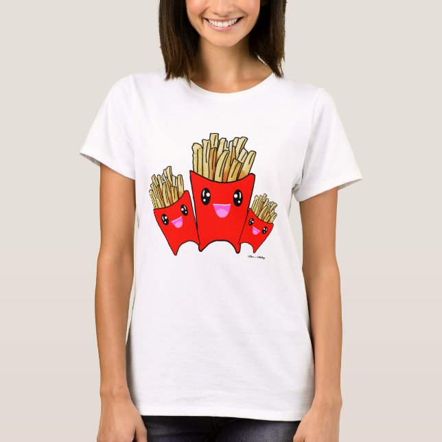 Niedliche kawaii-Kartoffel Pommes frites Feinschme T-Shirt (Vorderseite)