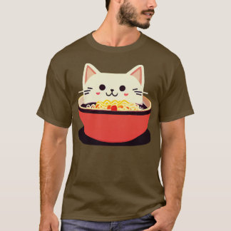 Niedliche Kawaii Katze Eating Ramen in einer Schüs T-Shirt