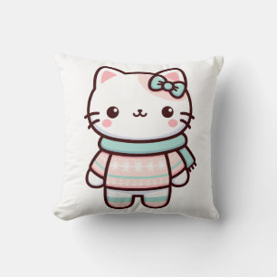 Niedliche Kawaii-Katze im Sweater Kissen
