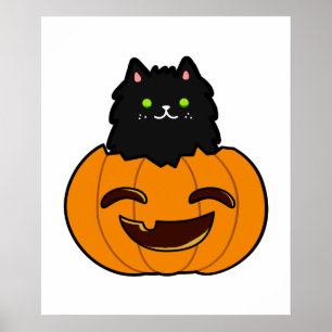 Niedliche Kawaii Katze in Pumpkin Poster