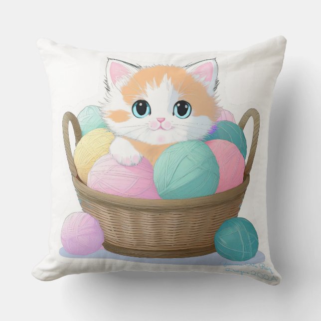 Niedliche Kawaii-Katze Kissen (Vorderseite)