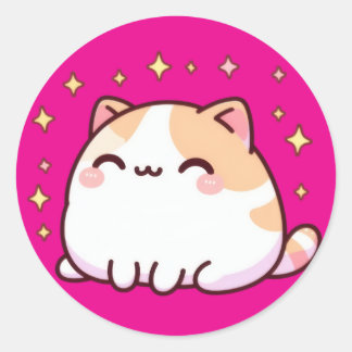 Niedliche Kawaii-Katze Runder Aufkleber