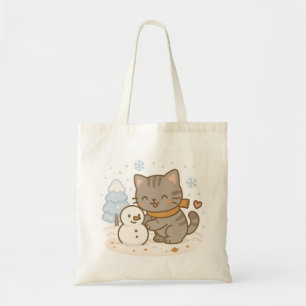 Niedliche Kawaii Katze und Snowman Winter Wonderla Tragetasche