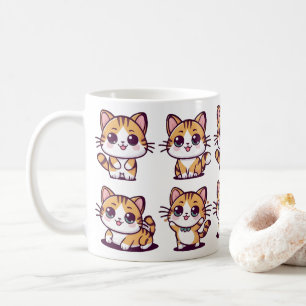Niedliche Kawaii-Katzen, die Kaffeetasse